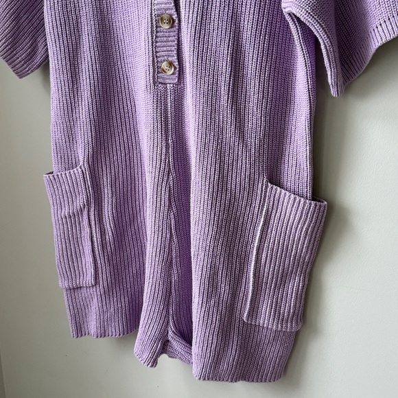 PinkBlush Lavender Sweater Knit Front Button Romper - Picture 8 of 8